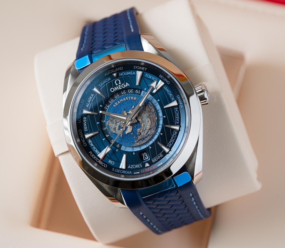 Omega Seamaster Aqua Terra Worldtimer NEW 2026 Seamaster Aqua Terra Worldtimer GMT Blue Rubber