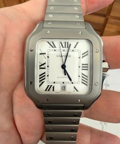 Alternative view of Cartier Santos Large Titanium. Complete Set. Extra Strap.