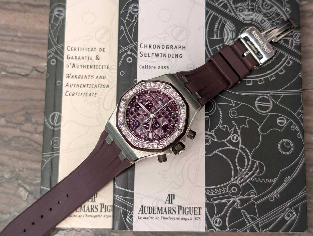 Audemars Piguet Royal Oak Offshore Lady Original Papers Purple Dial New Strap - Image 2
