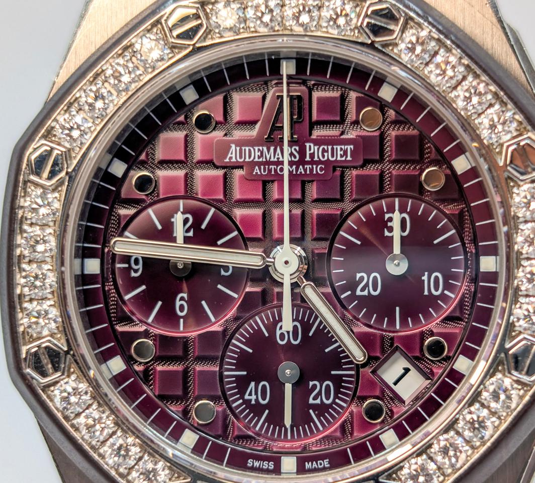 Audemars Piguet Royal Oak Offshore Lady Original Papers Purple Dial New Strap - Image 3