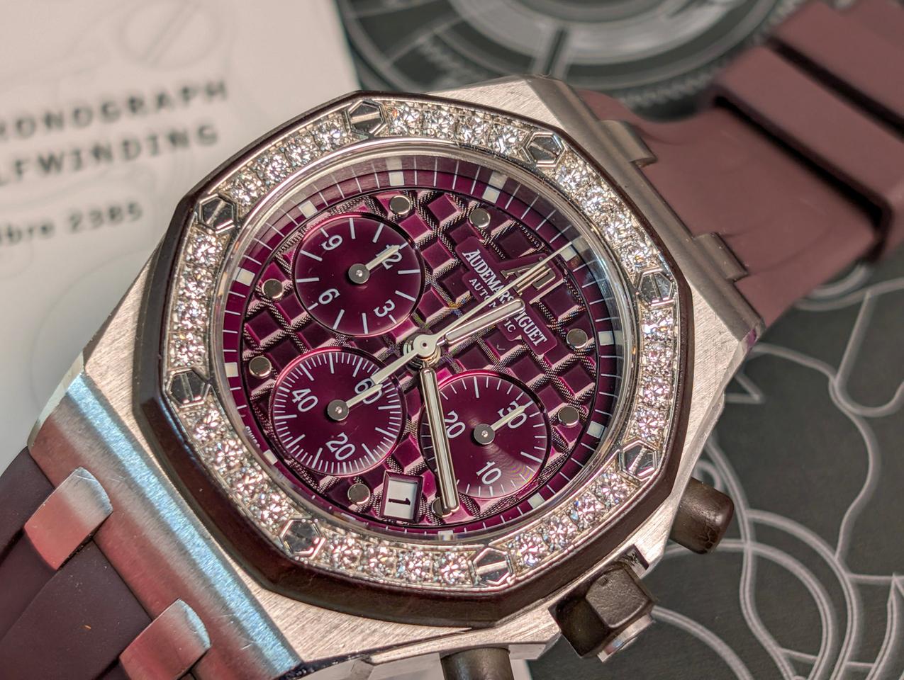 Audemars Piguet Royal Oak Offshore Lady Original Papers Purple Dial New Strap