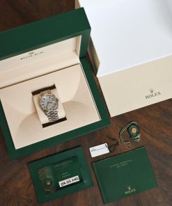 Alternative view of Rolex Day-Date 36 Like New. Barely worn. Pave Diamond w Rainbow Baguettes