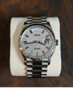 Rolex Day-Date 36 Like New. Barely worn. Pave Diamond w Rainbow Baguettes