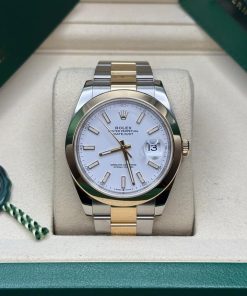 Rolex Datejust 41 NEW 2026 White Index Two Tone Yellow Gold Smooth Bezel Oyster Bracelet