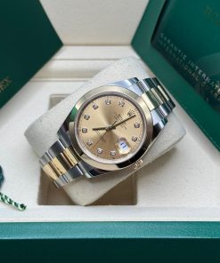 Alternative view of Rolex Datejust 41 NEW 2026 Champagne Diamond Two Tone Yellow Gold Smooth Bezel Oyster Bracelet