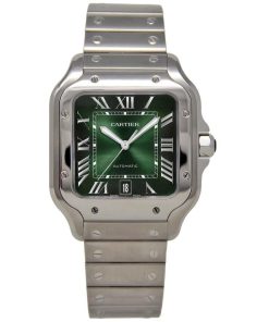 Alternative view of Cartier Santos DE CARTIER GREEN DIAL LARGE STEEL WSSA0062