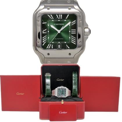 Cartier Santos DE CARTIER GREEN DIAL LARGE STEEL WSSA0062 - Image 4