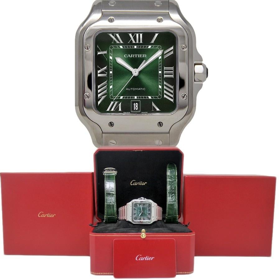 Cartier Santos DE CARTIER GREEN DIAL LARGE STEEL WSSA0062 - Image 5