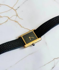 Cartier Tank Vermeil Vintage Black Lacquered Dial