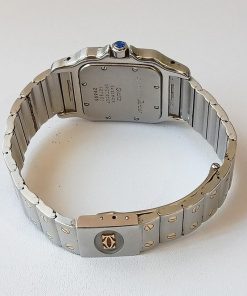 Alternative view of Cartier Santos Galbée Large Stainless Steel/Yellow Gold Ivory Roman Dial W20011C4