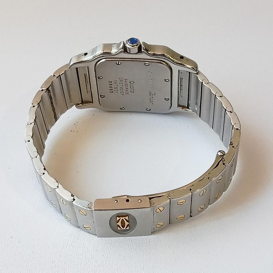 Cartier Santos Galbée Large Stainless Steel/Yellow Gold Ivory Roman Dial W20011C4 - Image 2