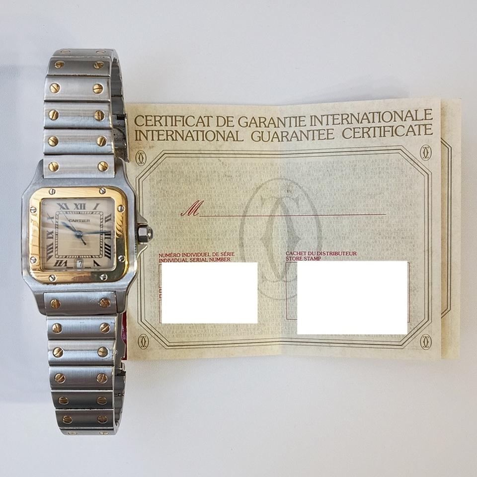 Cartier Santos Galbée Large Stainless Steel/Yellow Gold Ivory Roman Dial W20011C4 - Image 3