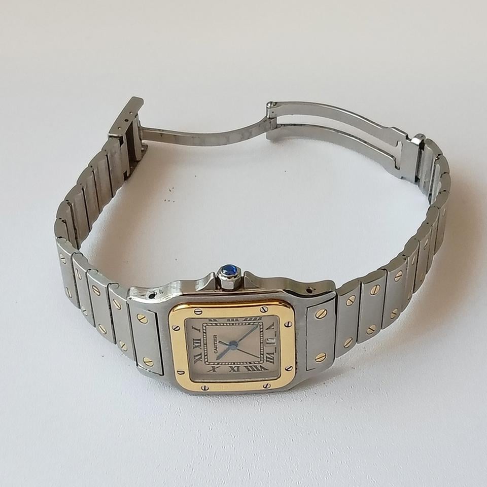 Cartier Santos Galbée Large Stainless Steel/Yellow Gold Ivory Roman Dial W20011C4 - Image 4