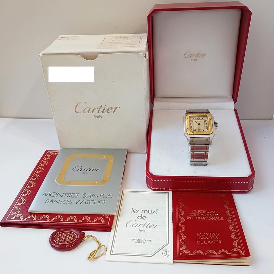 Cartier Santos Galbée Large Stainless Steel/Yellow Gold Ivory Roman Dial W20011C4 - Image 6