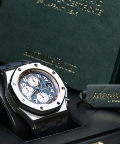 Alternative view of Audemars Piguet Royal Oak Offshore MINT FULL SET Royal Oak Offshore Chronograph “Navy” Blue Orange Accents Steel 42mm 26470ST