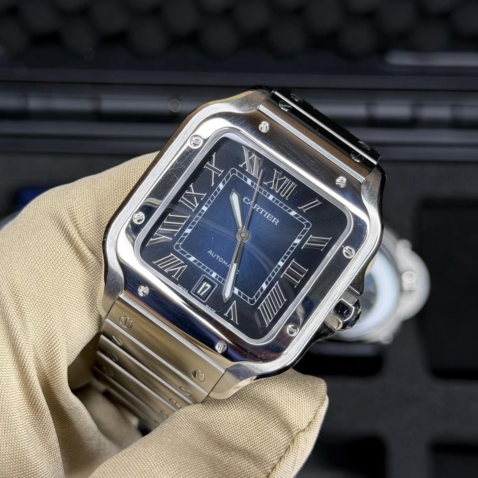 Cartier Santos De Cartier Large Santos Blue Dial Complete Set Leather Strap + Clasp - Image 2