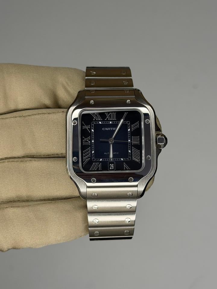 Cartier Santos De Cartier Large Santos Blue Dial Complete Set Leather Strap + Clasp - Image 3
