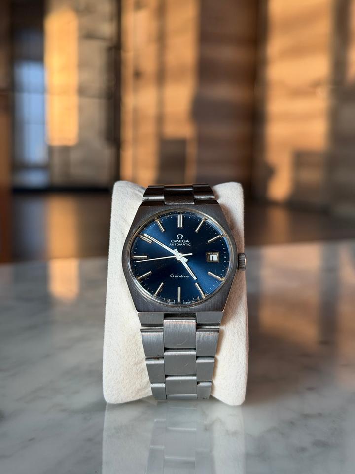 Omega Genève 1969 Ultra Rare Blue Sunburst Dial Automatic Overhauled - Image 3