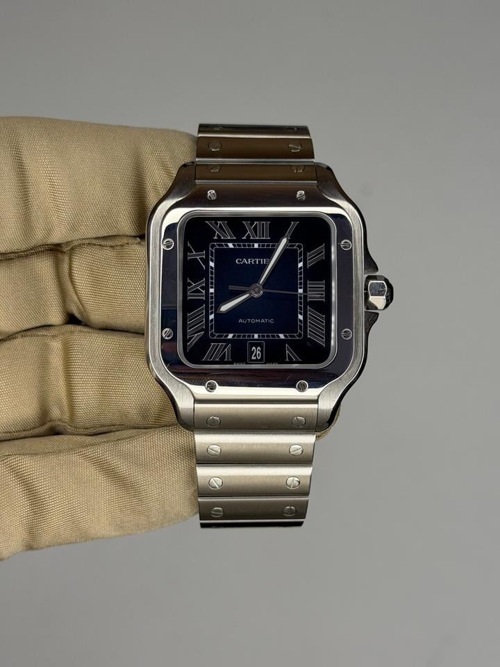 Cartier Santos De Cartier Large Santos Blue Dial Complete Set Leather Strap + Clasp - Image 5