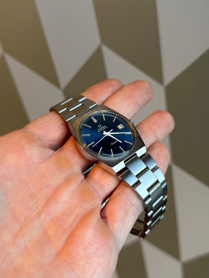 Omega Genève 1969 Ultra Rare Blue Sunburst Dial Automatic Overhauled - Image 5